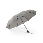 Ombrello pieghevole 3 sezioni rPET con stecche in fibra di vetro Ø98cm color grigio chiaro immagine con logo