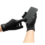 Guanti in poliestere riciclato rPET con punte touch per smartphone color nero terza vista