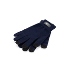 Guanti in poliestere riciclato rPET con punte touch per smartphone color blu mare immagine con logo