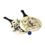 Set di 2 racchette in legno e pallina con giochi stampati sulle pale terza vista