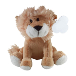 Peluche a forma di leone seduto con etichetta personalizzabile color marrone prima vista