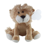 Peluche a forma di leone seduto con etichetta personalizzabile color marrone seconda vista