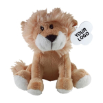 Peluche a forma di leone seduto con etichetta personalizzabile prima vista