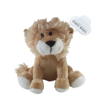 Peluche a forma di leone seduto con etichetta personalizzabile seconda vista
