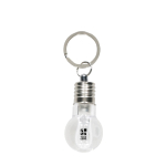 Portachiavi torcia a forma di lampadina con luce bianca color argento vista area di stampa