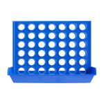 Gioco Forza quattro in plastica rossa e gialla con pedine in sacchetti color blu prima vista
