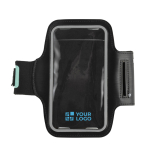 Bracciale sportivo portacellulare riflettente con chiusura in velcro color nero vista area di stampa