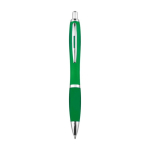 Penna in plastica riciclata con impugnatura in gomma e inchiostro blu color verde seconda vista