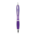 Penna in plastica riciclata con impugnatura in gomma e inchiostro blu color viola seconda vista