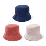 Cappello unisex stile bucket in velluto a coste da personalizzare color blu mare vista dettaglio 2