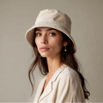 Cappello unisex stile bucket in velluto a coste da personalizzare color naturale sesta vista