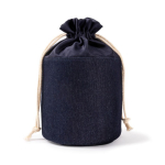 Beauty case cilindrico in tessuto jeans con chiusura a cordino color blu alice seconda vista