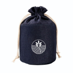 Beauty case cilindrico in tessuto jeans con chiusura a cordino color blu alice sesta vista