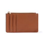 Portamonete e portatessere con zip in similpelle color marrone prima vista