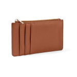 Portamonete e portatessere con zip in similpelle color marrone seconda vista