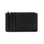 Portamonete e portatessere con zip in similpelle color nero prima vista