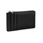 Portamonete e portatessere con zip in similpelle color nero seconda vista