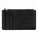 Portamonete e portatessere con zip in similpelle color nero quarta vista