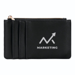Portamonete e portatessere con zip in similpelle color nero quinta vista