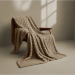 Coperta grande in poliestere dal tocco morbido da personalizzare color beige sesta vista