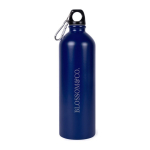 Borraccia in acciaio inox riciclato con moschettone argentato 750ml color blu terza vista