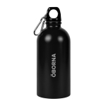 Borraccia in acciaio inox riciclato con moschettone argentato 500ml color nero quarta vista
