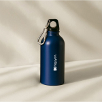 Borraccia in acciaio inox riciclato con moschettone argentato 500ml color blu quarta vista