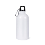 Borraccia in acciaio riciclato con moschettone per sublimazione 500ml color bianco prima vista