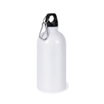 Borraccia in acciaio riciclato con moschettone per sublimazione 500ml color bianco seconda vista
