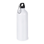 Borraccia in acciaio riciclato con moschettone per sublimazione 750ml color bianco seconda vista
