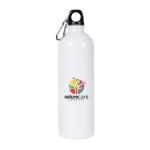 Borraccia in acciaio riciclato con moschettone per sublimazione 750ml color bianco terza vista