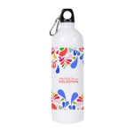 Borraccia in acciaio riciclato con moschettone per sublimazione 750ml color bianco quarta vista
