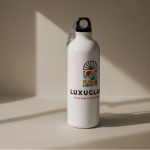 Borraccia in acciaio riciclato con moschettone per sublimazione 750ml color bianco quinta vista