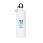 Borraccia in acciaio riciclato con moschettone per sublimazione 750ml color bianco vista area di stampa