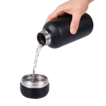 Bottiglia termica in acciaio inox con bicchiere integrato alla base color nero quarta vista