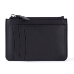 Portafoglio-portatessere in pelle nera con chiusura a zip centrale color nero prima vista