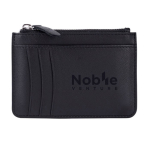 Portafoglio-portatessere in pelle nera con chiusura a zip centrale color nero quinta vista