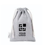 Zaino a sacca in cotone e poliestere riciclato 120 g/m2 color grigio vista area di stampa