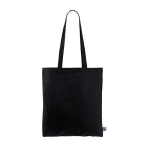 Tote bag in cotone Fairtrade con manici lunghi capacità di 6kg 140g/m2 color nero prima vista
