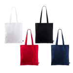 Tote bag in cotone Fairtrade con manici lunghi capacità di 6kg 140g/m2 color rosso terza vista