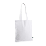 Tote bag in cotone Fairtrade con manici lunghi capacità di 6kg 140g/m2 color bianco prima vista
