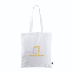 Tote bag in cotone Fairtrade con manici lunghi capacità di 6kg 140g/m2 color bianco terza vista