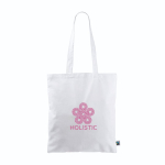 Tote bag in cotone Fairtrade con manici lunghi capacità di 6kg 140g/m2 color bianco quinta vista