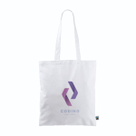 Tote bag in cotone Fairtrade con manici lunghi capacità di 6kg 140g/m2 color bianco sesta vista