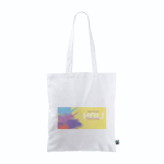 Tote bag in cotone Fairtrade con manici lunghi capacità di 6kg 140g/m2 color bianco vista dettaglio