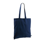 Tote bag in cotone Fairtrade con manici lunghi capacità di 6kg 140g/m2 color blu mare prima vista