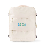 Zaino da viaggio in poliestere per laptop 15'' color bianco vista area di stampa