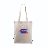 Shopper pieghevole in cotone Fairtrade da personalizzare 120 g/m2 color naturale vista dettaglio