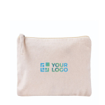 Pochette rettangolare in cotone biologico certificato GOTS color naturale vista area di stampa