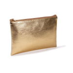 Pochette compatto in PU con finitura dorata e zip coordinata color oro seconda vista